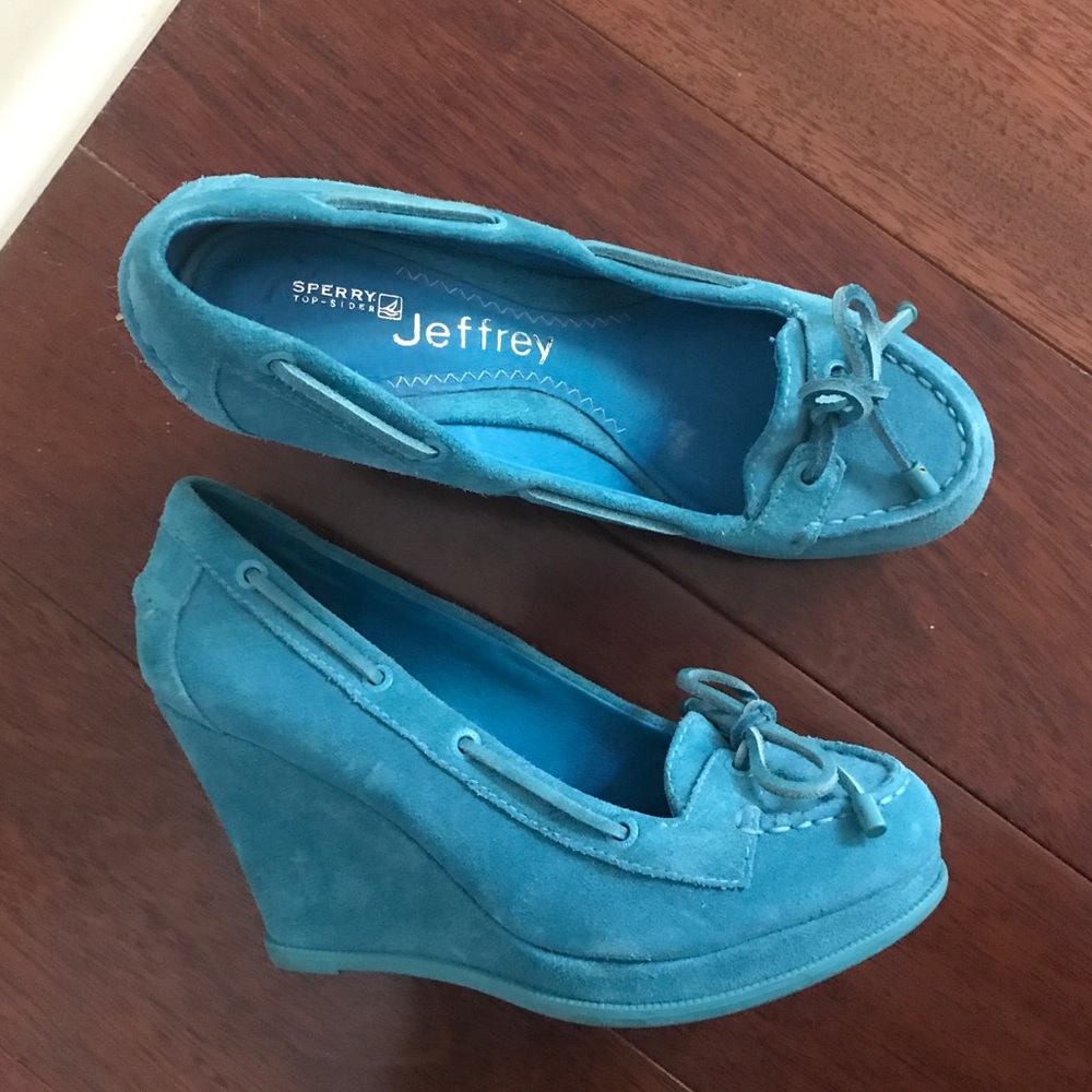 SPERRY TOP-SIDER x JEFFREY Suede Turquoise Wedge